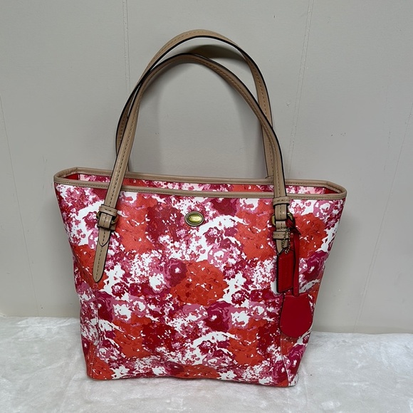 Coach Peyton Floral Print Zip Tote Coated Canvas Large F31342 Never Used - Picture 1 of 14
